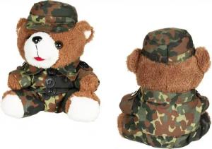 MFH Kuscheltier Teddybär, 28 cm, mit Anzug und Mütze, flecktarn