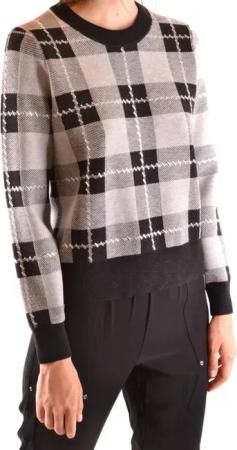 Michael Kors - Checkered Knit Sweater With Crew Neckline - Größe M - schwarz