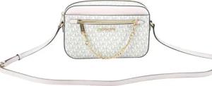 Michael Kors Damen Jet Set Item Große Ost-West Signatur Leder Reißverschluss Ketten Umhängetasche (Vanilla PVC/Puderrosé)