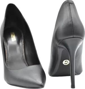 Michael Kors Hohe Schuhe - Black Leather Stiletto Pumps - Gr. 6 - in Grau - für Damen