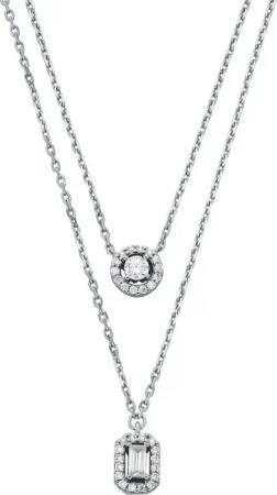 MICHAEL KORS Kette mit Anhänger Schmuck Geschenk Silber 925 Halskette Halo Double Layer, mit Zirkonia (synth)