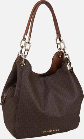 Michael Kors - Lillie Large Chain Shoulder Tote MK Signature Brown/Acorn - Hobo Bag  , 8.4 l