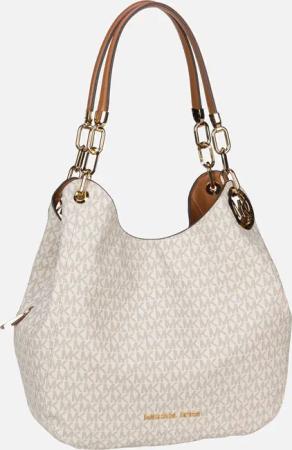Michael Kors - Lillie Large Chain Shoulder Tote MK Signature Vanilla/Acorn - Hobo Bag  , 8.4 l