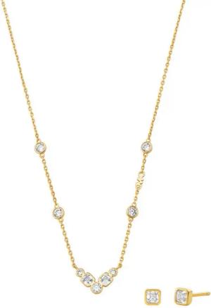 MICHAEL KORS Ohrring und Ketten Set Multipack Schmuck Geschenk Silber 925 PREMIUM (Set, 3-tlg), mit Zirkonia (synth)