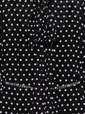 Michael Kors - Polka Dot Midi Dress With Tie-Neck Detail - Größe M - schwarz