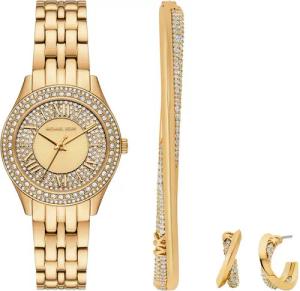 MICHAEL KORS Quarzuhr HARLOWE MK4974SET, (Set, 4-tlg., Uhr mit Armreif und ein Paar Steckcreolen), Armbanduhr, Damenuhr, Edelstahlarmband, Ideal auch als Geschenk