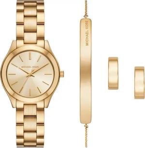 MICHAEL KORS Quarzuhr SLIM RUNWAY MK7561SET, (Set, 4-tlg., mit Armband und 1 Paar Steckcreolen), Armbanduhr, Damenuhr, Edelstahlarmband, Ideal auch als Geschenk