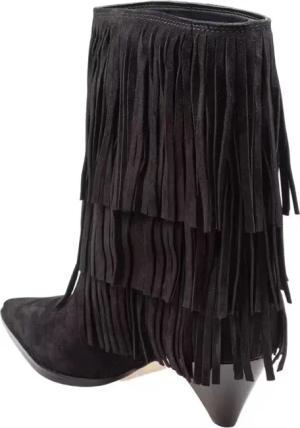 Michael Kors Stiefel - Jayla Suede Boot With Applied Fringes - Gr. 9 - in Schwarz - für Damen