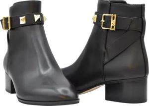 Michael Kors Stiefel - Smooth Leather Ankle Boots With Gold-Tone Accents - Gr. 6 - in Schwarz - für Damen