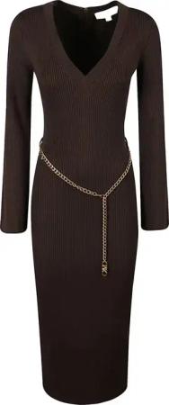 Michael Kors - V Neck Long Sleeve Dress Brown - Größe XS - braun