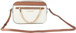 Michael Kors Women's Jet Set Item Large East West Signature Leather Zip Chain Crossbody Handbag