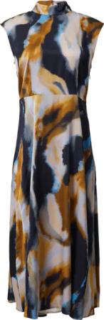 Midi Satin-Kleid mit Stehkragen