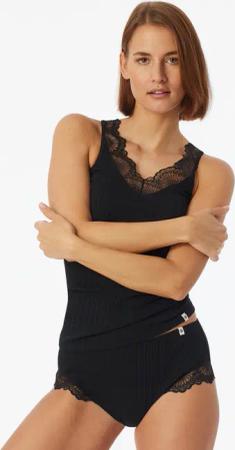 Midi Slip Feinripp Nadelzug Spitze schwarz - Revival Marie 38
