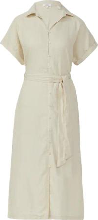 Midikleid aus Leinenmix mit Eingrifftaschen