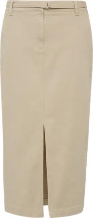 Midirock aus Twill mit Gürtel und Schlitz