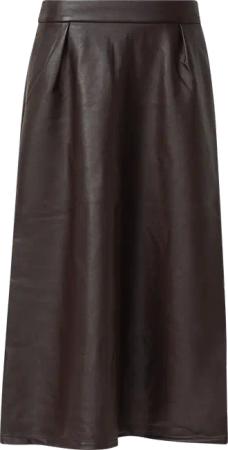 Midirock in Leder-Optik mit ausgestelltem Saum