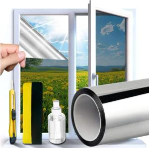 Midori Fensterfolie, glatt, Sonnenschutz-Fensterfolie UV-Schutz Spiegelfolie 60 x 400 cm