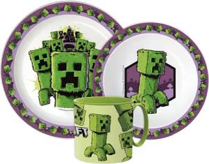 Minecraft Kindergeschirr-Set Minecraft Creeper Kinder Geschirr-Set 3 teilig Becher Teller Schüssel (3-tlg), 1 Personen
