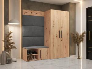 MIRJAN24 Garderoben-Set Medi I, (Drehtürenschrank, Schuhschrank, 4x Paneel 84x42), Kleiderstange, 4 Kleiderhaken für Kleidung