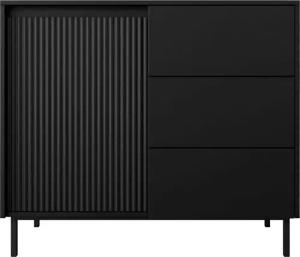 MIRJAN24 Kommode Ozmi 1D3SZ (mit Drehtür und drei Schubladen), Griffloses Öffnungssystem push to open