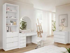 MIRJAN24 Wohnzimmer-Set Tireno V, (3er-Set, Kommode, Schreibtisch, Regal), Aluminiumgriffe in der Farbe Gold