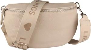 MIRROSI Bauchtasche Damen, Echtleder, Made in Italy, Umhängetasche, Brusttasche, (Schultertasche für jeden Anlass (1 Tasche & 2 Gurte), Crossbody Bag, Beige, gemusterten& verstellbaren Schulterriemen
