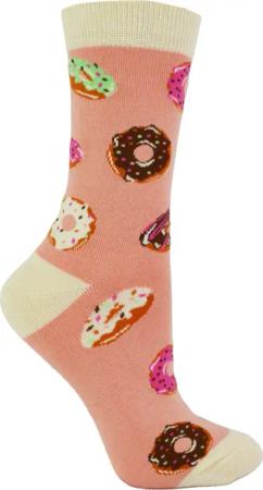 Miss Sparrow - Damen Bambus Socken | Neuheit gemusterten gestreiften Polka Dot Socken | atmungsaktiv weich | Geschenke für Sie - Donuts (Pink)