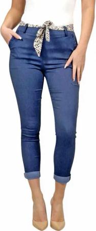 Mississhop Stretch-Hose Female Damen Stretch Klassische Chino Hose mit gemustertem Tuch M. 366