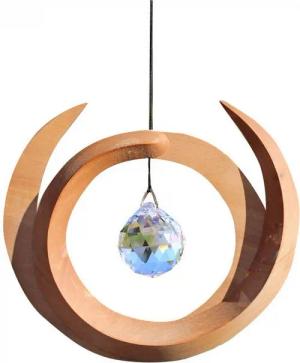 mitienda Fensterdekoration Fensterdeko aus Holz mit Kristall - Nepal