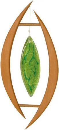 mitienda Fensterdekoration Fensterdeko aus Holz, Oliva mit grünem Glasstein