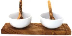 Mitienda Shop Dipschalen Set aus Porzellan & Holz 8,5 cm