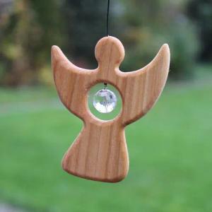 Mitienda Shop Fensterschmuck aus Holz | Engel klein mit Kristall