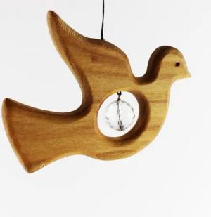 Mitienda Shop Fensterschmuck aus Holz | Friedenstaube mit Kristall