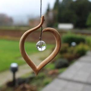 Mitienda Shop Fensterschmuck aus Holz | Lindenblatt mit Kristall