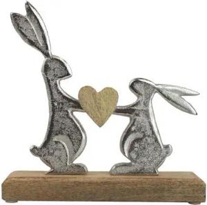Mitienda Shop Handgemachte Osterhasen aus Holz 2 Hasen mit Herz