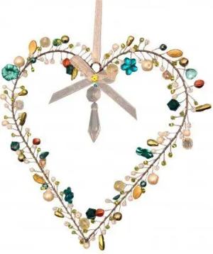 Mitienda Shop Handgemachtes Perlenherz mit Kristall, Fensterdeko