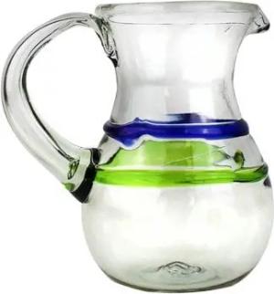 Mitienda Shop Krug aus mundgeblasenem Glas grün/blau, Karaffe