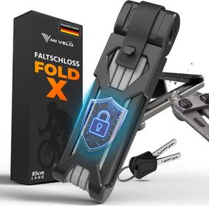 MIVELO Faltschloss hohe Sicherheit, Fahrradschloss mit Schlüssel inkl. Halterung 85 cm, 8 mm Carbonstahl Glieder