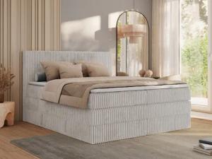 MKS MÖBEL Boxspringbett TILIANO KING (Packung, Set, Visco-Topper, Doppelbett, T30-Schaum), Polsterbett mit Multipocket-Matratzen, Cord Bett, Zwei Bettkästen