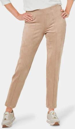 Moderne Leggings in trendigem Velourslederimitat - beige - Gr. 54 von Goldner Fashion