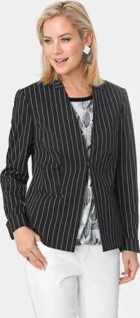 Moderner Cardigan im Nadelstreifen-Dessin - schwarz - Gr. 20 von Goldner Fashion