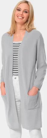 Modische Kaschmir-Longstrickjacke - grau / melange - Gr. 22 von Goldner Fashion