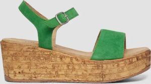 Modische Ledersandalen mit Keilabsatz