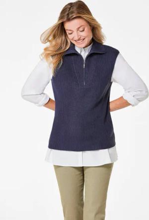 Modischer Pullunder mit Troyerkragen - marine - Gr. 52 von Goldner Fashion