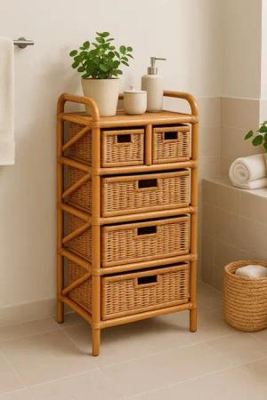 moebel-direkt-online Regal Rattanregal in drei Größen, handgeflochten, Handgeflochten