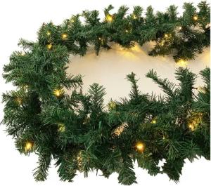 Mojawo Lichtervorhang XXL Tannengirlande Weihnachtsbeleuchtung 810cm 100 LED Batteriebetr.