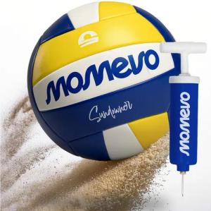 Momevo Beachvolleyball mit Pumpe, Größe 5, wasserdicht, weiche Oberfläche ideal für Anfänger