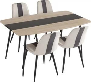 Mondeer Essgruppe Esszimmergruppe, (Set, 5/7-tlg), (1 Tisch mit 4/6 Stühlen), Moderner Esstisch und Polsterstuhl mit Metallbeinen