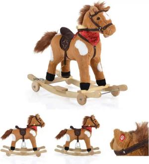 Moni Schaukeltier Schaukelpferd Plüsch Thunder WJ-302, Sound, Kufen, Rollen, bis 50 kg