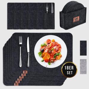 Montegoni Platzset Rutschfeste Tischset aus Filz 18er Set, abwaschbare Platzsets 44x32 cm, (Set, 18er Tischuntersetzer-Set), Platzdeckchen abwischbar